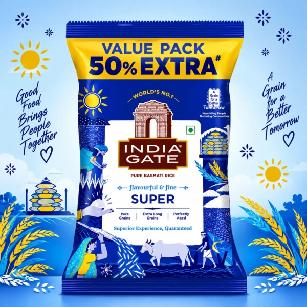 India Gate Super Basmati Rice (1 kg + 500 g) (Extra Long Grain)